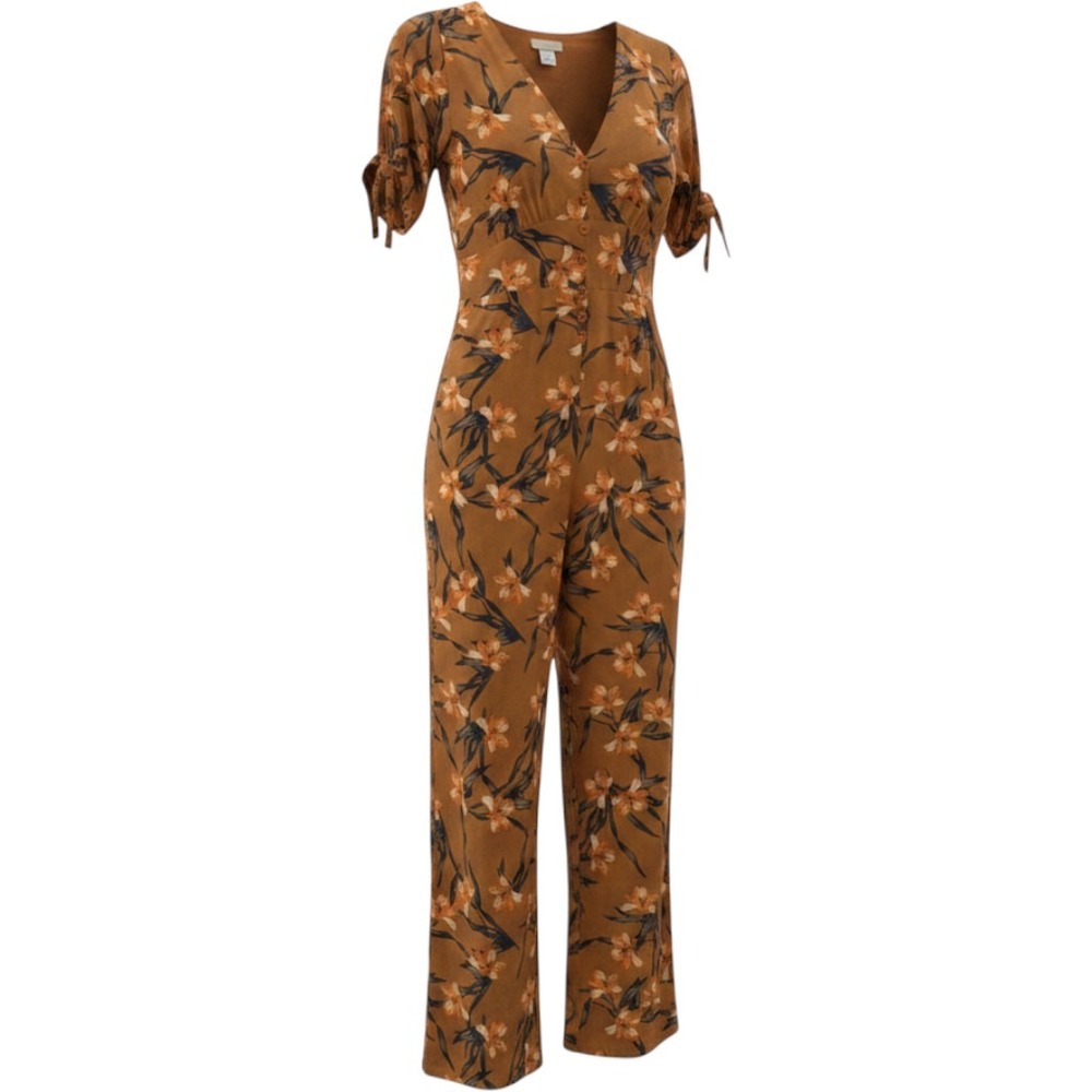 L*Space Love Song Floral Jumpsuit Burnt Orange Lily Print Wide Leg NWT Medium